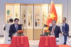 Le secrétaire général du Parti communiste du Vietnam (PCV), Tô Lâm (à droite) rencontre le maire Park Heong Joon. Photo : VNA