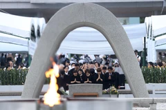 Cérémonie marquant le 80e anniversaire du bombardement atomique par les États-Unis sur la ville Hiroshima, au Japon, le 6 août 2025. Photo : Kyodo/VNA