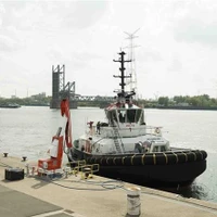 Le remorqueur électrique Volta 1 en service dans le port d'Anvers. Photo: VNA