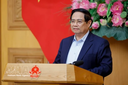 Le Premier ministre Pham Minh Chinh s'exprime. Photo: VNA