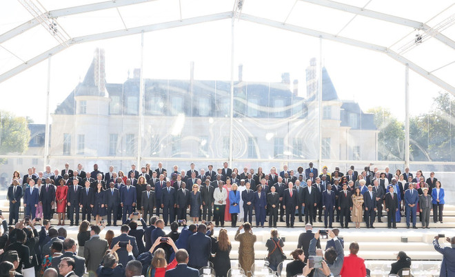 Le secrétaire général du PCV, président To Lam et des dirigeants d'État et de gouvernement des pays à la cérémonie d'ouverture du 19e Sommet de la Francophonie. Photo: VNA lam 2.jpg