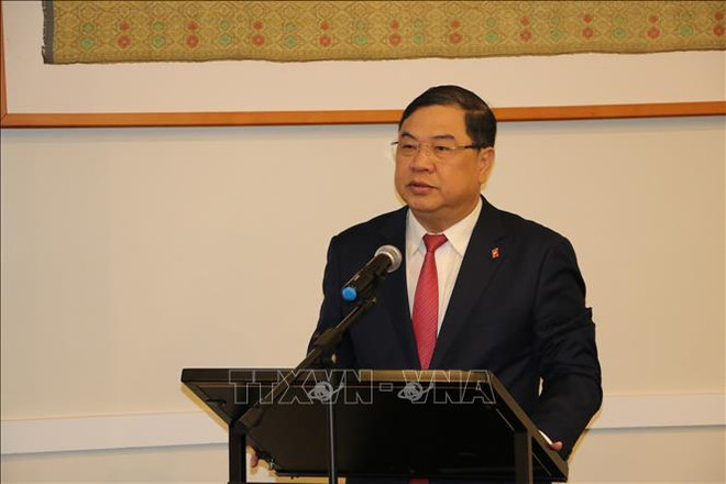 Le secrétaire du Comité du Parti de Nam Dinh Pham Gia Tuc prend la parole. Photo: VNA Tuc.jpg