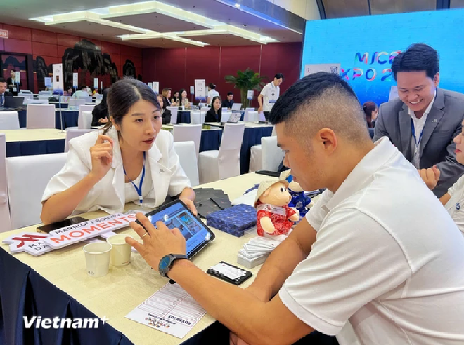 Les entreprises se connectent lors de l’événement MICE EXPO 2024. Photo: Mai Mai/VietnamPlus Sans titre 2.png