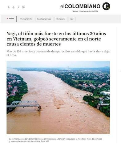 Journal colombien El Colombiano. Photo : capture de l'écran vna_potal_venezuela_san_sang_ho_tro_khac_phuc_hau_qua_sieu_bao_so_3_tai_viet_nam_7587025.jpg