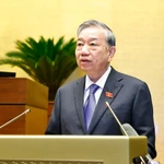 Le secrétaire général du Parti, To Lam, prend la parole lors de la conférence. Photo : VNA