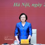 La vice-Première ministre Pham Thi Thanh Tra prend la parole à la réunion. Photo : VNA