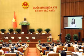 La ministre de la Culture, des Sports et du Tourisme, Lam Thi Phuong Thanh présente le projet de Résolution sur le développement de la culture vietnamienne. Photo: VNA