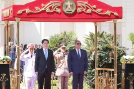 Cérémonie d’accueil en l’honneur du président vietnamien Luong Cuong. Photo: VNA