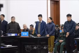 Des accusés dans l’affaire de violations des règles de gestion foncière et d’escroquerie liées à l’ancien aéroport de Nha Trang, dans la province de Khanh Hoa. Photo: VNA