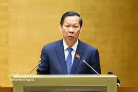 Le président de la Commission de l'économie et des finances de l'Assemblée nationale, Phan Van Mai s'exprime à la session. Photo: VNA