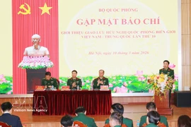 Conférence de presse sur la 10e édition de l’échange amical de défense frontalière Vietnam – Chine. Photo: VNA