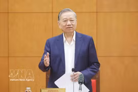 Le secrétaire général To Lam à la séance de travail avec la Commission de l'organisation du Comité central du Parti. Photo: VNA