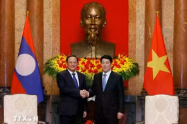 Le président Luong Cuong (droite) et le Premier ministre lao, Sonexay Siphandone. Photo: VNA