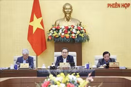 Le président de l'Assemblée nationale, Tran Thanh Man, (au milieu) à la 51ᵉ réunion du Comité permanent de l’Assemblée nationale. Photo: VNA