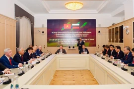 Une entrevue entre le président de la Douma d'État russe, Vyacheslav Volodin et le secrétaire général du Parti communiste du Vietnam, Tô Lâm. Photo: VNA