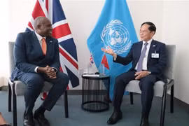 Le vice-Premier ministre Bùi Thanh Son (droite) rencontre le vice-Premier ministre et secrétaire d'État à la Justice du Royaume-Uni, David Lammy. Photo: VNA