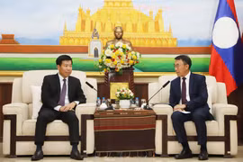 le vice-ministre vietnamien des Affaires étrangères, Nguyen Manh Cuong (gauche) et le chef par intérim de la Commission des relations extérieures du Comité central du Parti populaire révolutionnaire du Laos (PPRL), Bounlua Phandanouvong. Photo: VNA