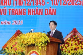 Le président Luong Cuong s'exprime à la cérémonie. Photo: VNA