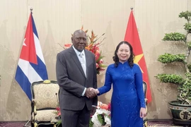La vice-présidente Vo Thi Anh Xuan reçoit son homologue cubain Salvador Valdés Mesa. Photo: VNA