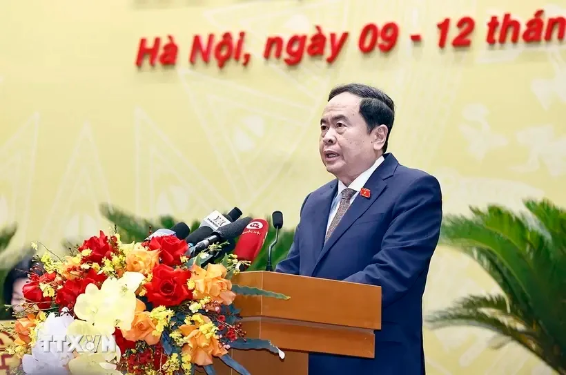 Le président de l'Assemblée nationale Trân Thanh Mân s'exprime lors de l'ouverture de la 20 session du 16e Conseil populaire de Hanoi du mandat 2021 – 2026. Photo: VNA 