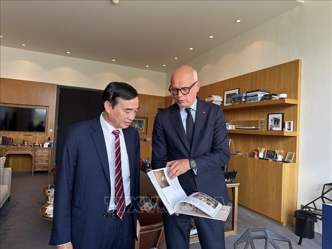Lê Trung Chinh (à gauche), président du Comité populaire de Da Nang, et Edouard Philippe, maire du Havre. Photo: VNA