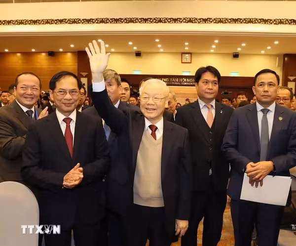Le secrétaire général du Parti Nguyên Phu Trong à la 32e conférence de la diplomatie. Photo: VNA