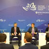 Le ministre des Finances Ngo Van Tuan (2e à gauche) et des délégués au Forum économique oriental en Russie. Photo : VNA
