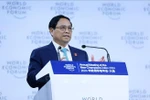 Le Premier ministre Pham Minh Chinh prend la parole lors de la séance d'ouverture de la 15e Conférence annuelle des pionniers du Forum économique mondial (FEM). Photo: VNA