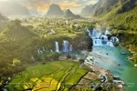 La beauté de la cascade de Ban Gioc en automne