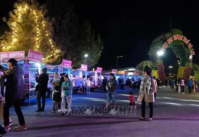 Marché alimentaire nocturne dans le jardin fleuri de la ville de Dà Lat. Photo : VNA Da Lat.webp