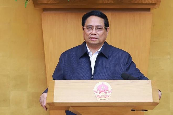 Le Premier ministre Pham Minh Chinh s’exprime lors de la réunion. Photo : VNA Pham Minh Chinh réunion vna.webp