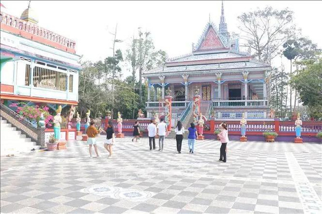 À la pagode Sa Lon dans la province de Soc Trang. Photo : VNA Sa Lon.webp