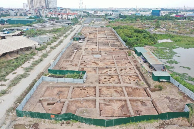 Vue aérienne des fouilles à Vuon Chuôi. Photo: VietnamPlus vuon chuoi photo vietnamplus.webp