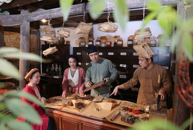 L’exposition sur la médecine traditionnelle à la maison communale de Phuc Kiên, rue Lan Ông, dans le quartier de Hàng Bô, arrondissement de Hoàn Kiêm. Photo : VNA Lan Ông.jpg