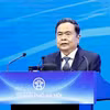 Le président de l’Assemblée nationale, Trân Thanh Mân, s'exprime lors de la conférence. Photo: VNA