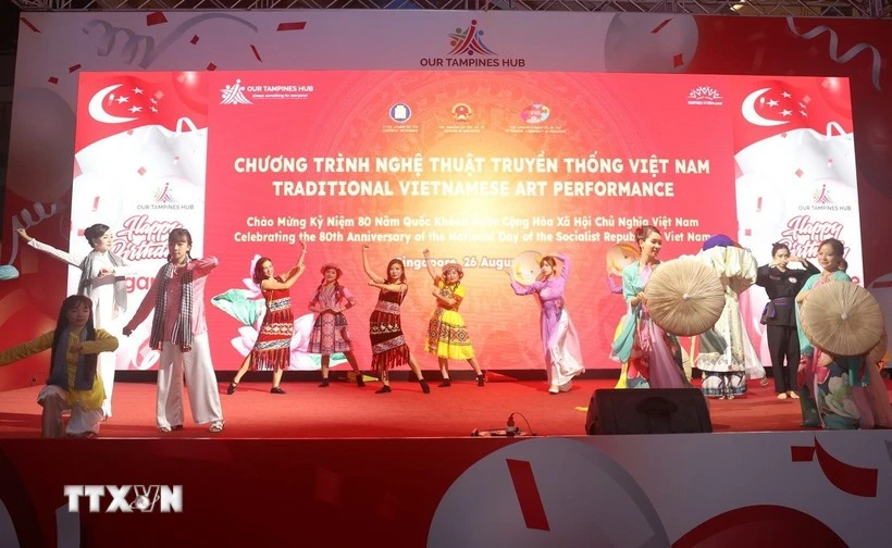 Un spectacle lors du programme des arts traditionnels vietnamiens à Singapour. (Photo : VNA)