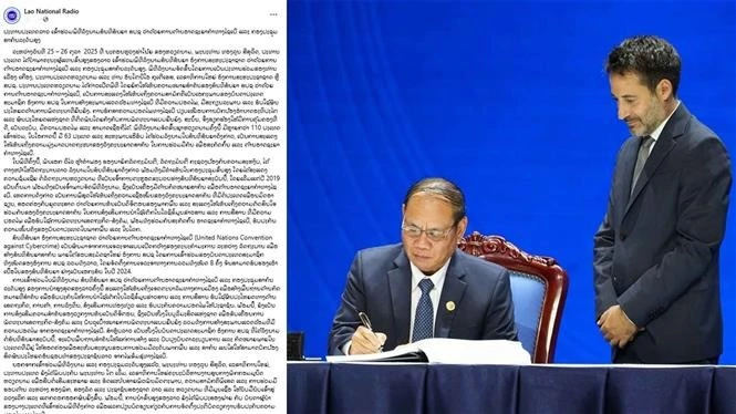 Un article publié dans la version électronique de la Radio nationale lao. Photo : VNA.