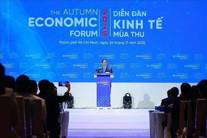 Le Premier ministre Pham Minh Chinh s'exprime au forum. Photo : VNA.