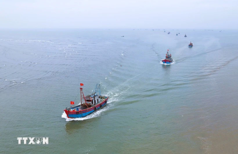 Les bateaux de pêche de la commune de Ngoc Bich, province de nghê An. Photo: VNA