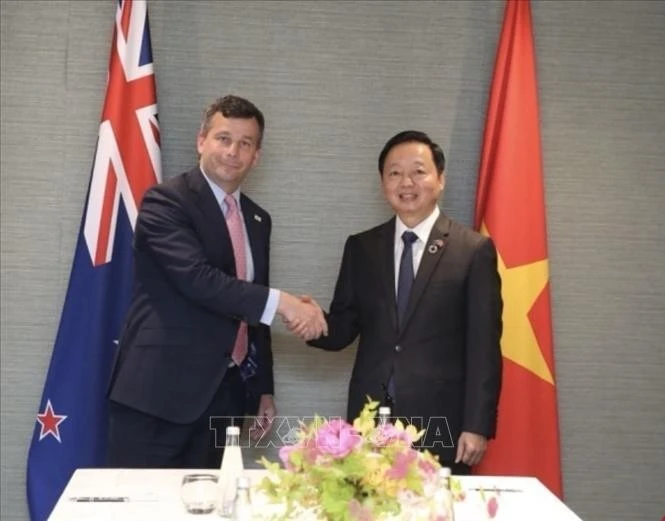Le vice-Premier ministre Tran Hong Ha (droite) et le vice-Premier ministre néo-zélandais David Seymour. Photo : VNA.