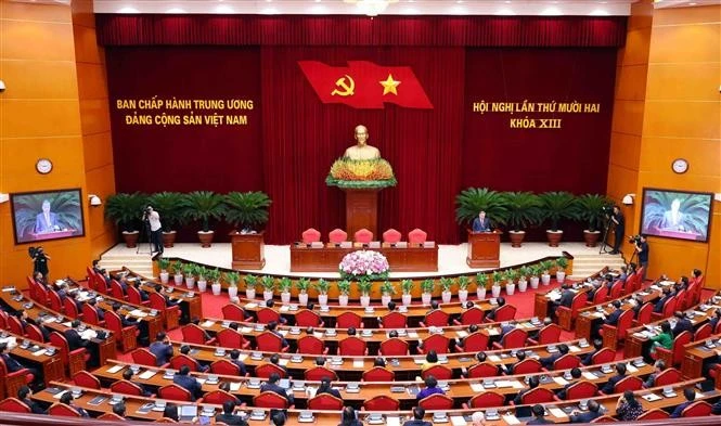Le 12e Plénum du Comité central du Parti communiste du Vietnam à Hanoï. Photo : VNA.