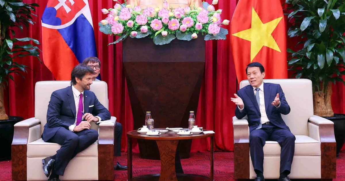 Le général Luong Tam Quang (droite), ministre de la Sécurité publique, a reçu à Hanoï Robert Kaliňák, vice-Premier ministre et ministre slovaque de la Défense. Photo : VNA 