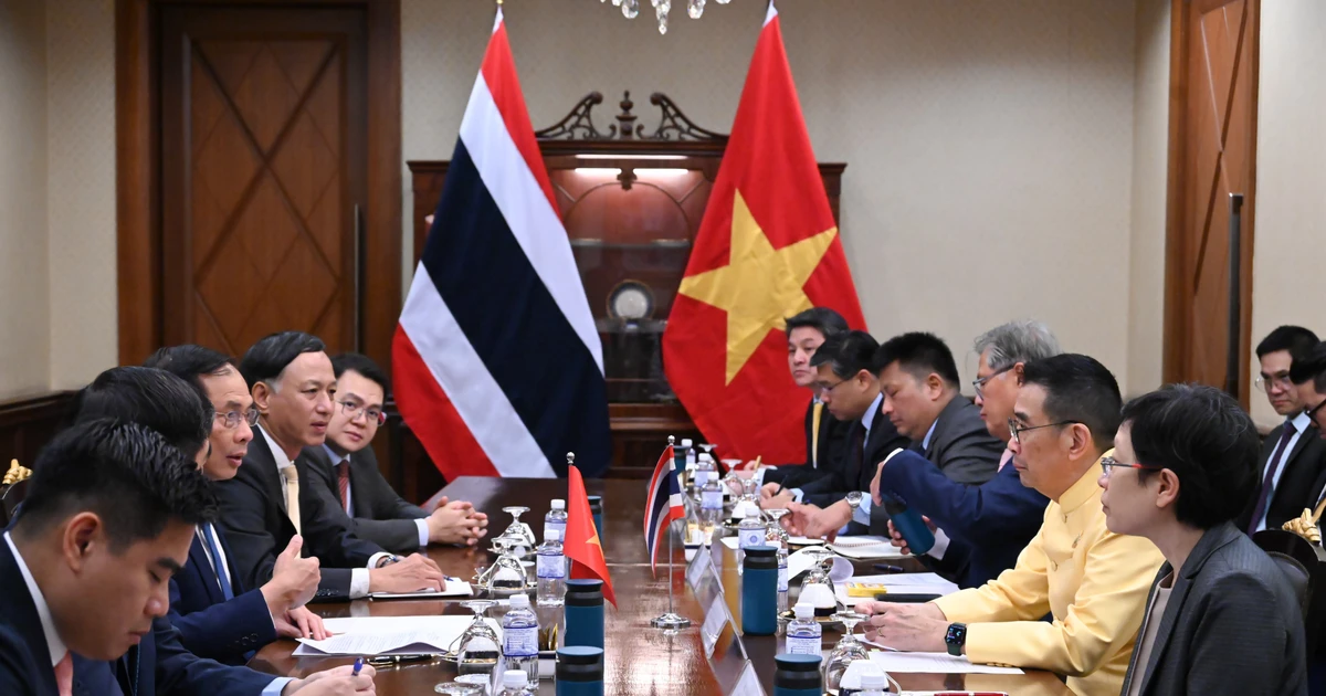 Le vice-Premier ministre et ministre des Affaires étrangères du Vietnam, Bui Thanh Son, s’entretient à Bangkok avec son homologue thaïlandais Maris Sangiampongsa. Photo : VNA. 