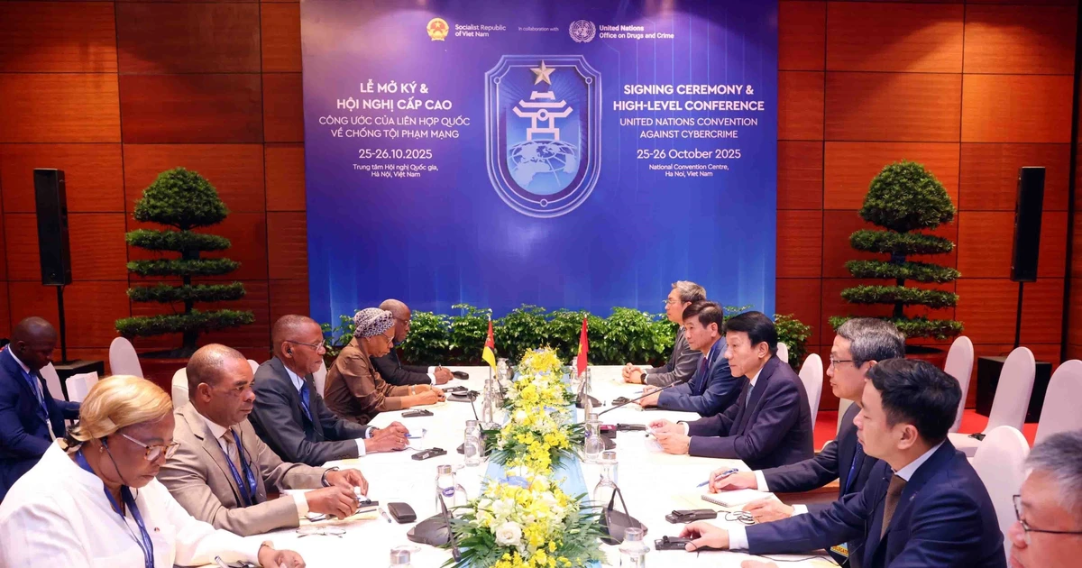 Le général Luong Tam Quang (droite), ministre de la Sécurité publique rencontre le ministre de l’Intérieur du Mozambique, Paulo Chachine. Photo : VNA.