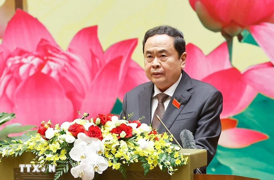 Le président de l’AN, Tran Thanh Man, s'exprime lors de l'ouverture du premier Congrès de l’organisation du Parti de l'AN. Photo : VNA.
