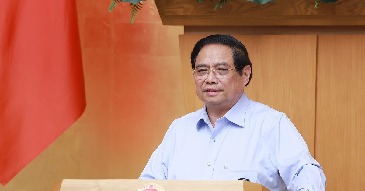 Le Premier ministre Pham Minh Chinh lors de la réunion. Photo : VNA.