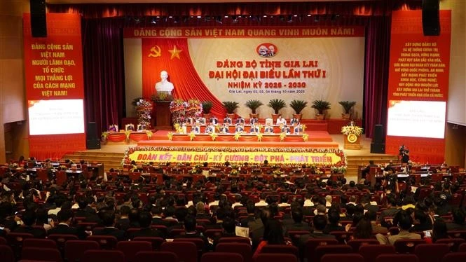 Le 1er Congrès de l'organisation Parti de la province de Gia Lai (Hauts Plateaux du Centre) pour le mandat 2025-2030. Photo : VNA.