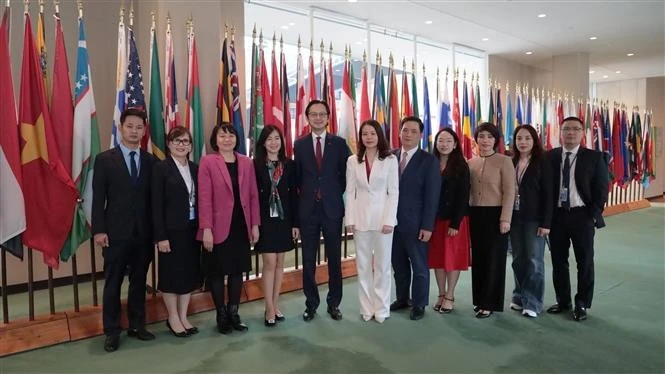 La délégation vietnamienne participe au vote. Photo : VNA.