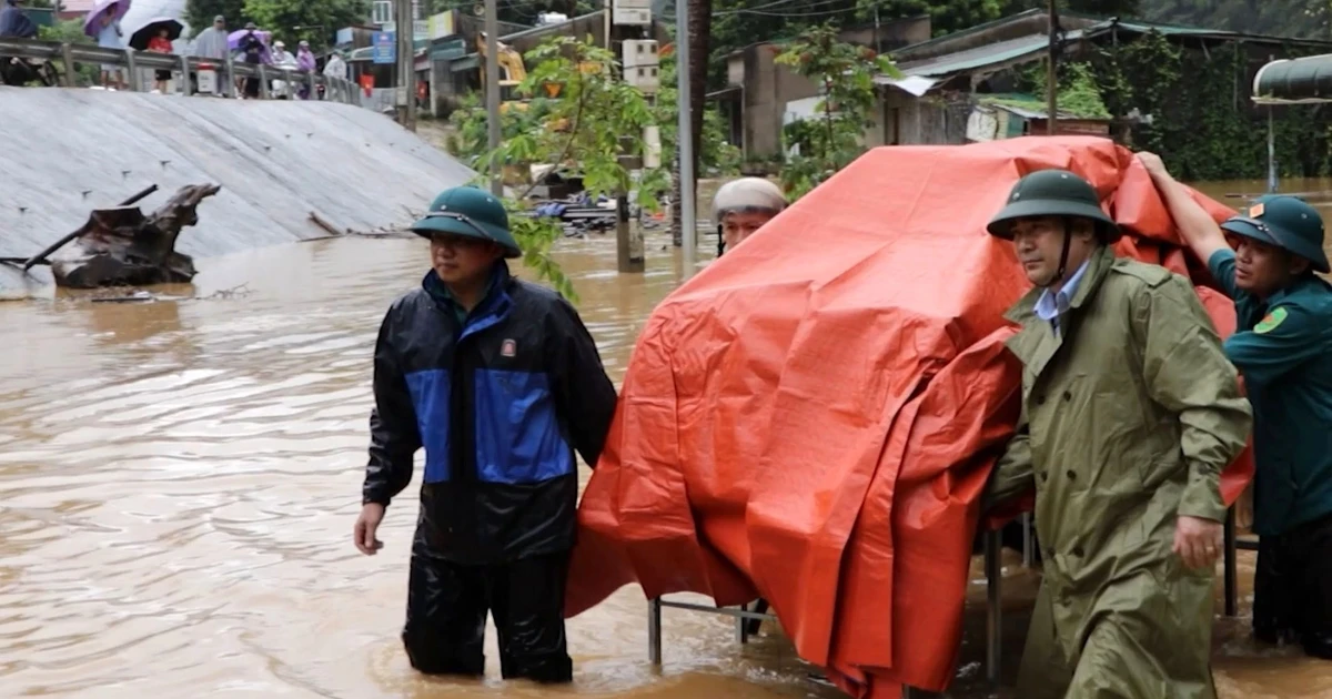 En raison du typhon Kajiki, la commune de Hôi Xuân, province de Thanh Hoa, a été inondée. Photo: VNA 