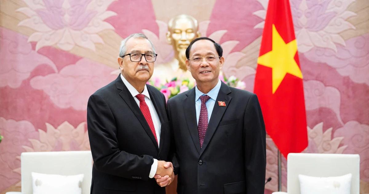 Le vice-président de l'AN Tran Quang Phuong (droite) et Pedro Vazquez, membre du Bureau politique et président de la Commission des affaires étrangères de la Chambre des députés du Mexique. Photo : VNA. 